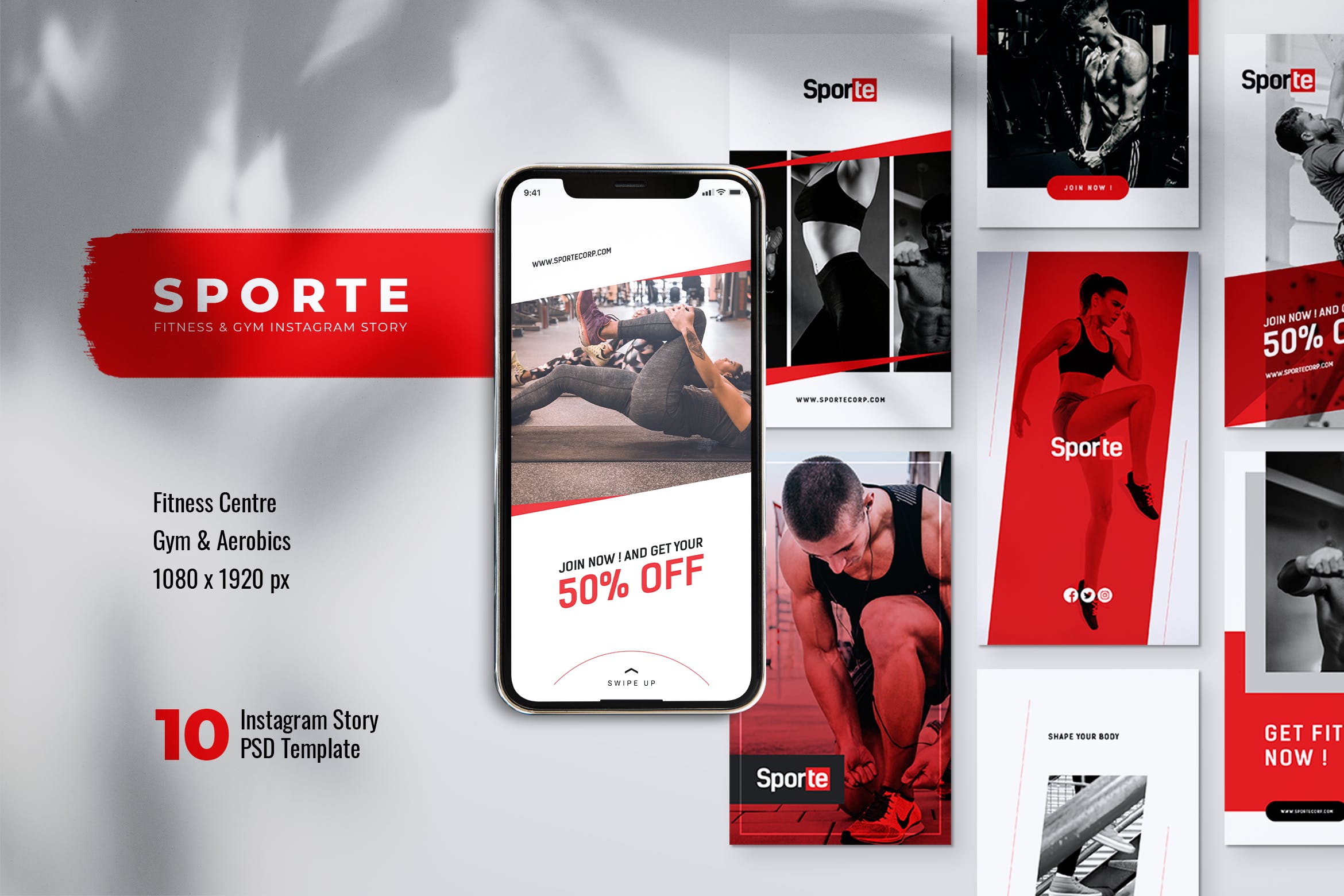 体育运动&健身主题Instagram品牌故事设计素材 SPORTE Sport Fitness & Gym Instagram Stories插图