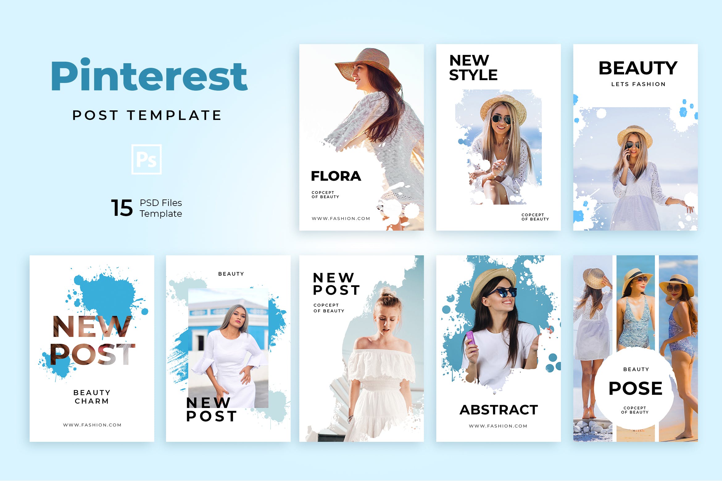 时尚品牌社交营销推广Pinterest模板16设计网精选素材 Beauty Pinterest Templates插图