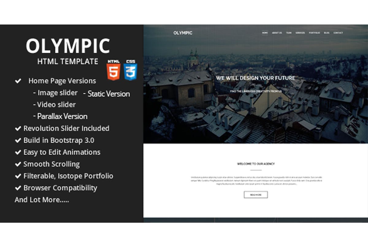 Bootstrap框架视差效果设计响应式HTML5模板素材库精选下载 Olympic One Page Parallax Template插图