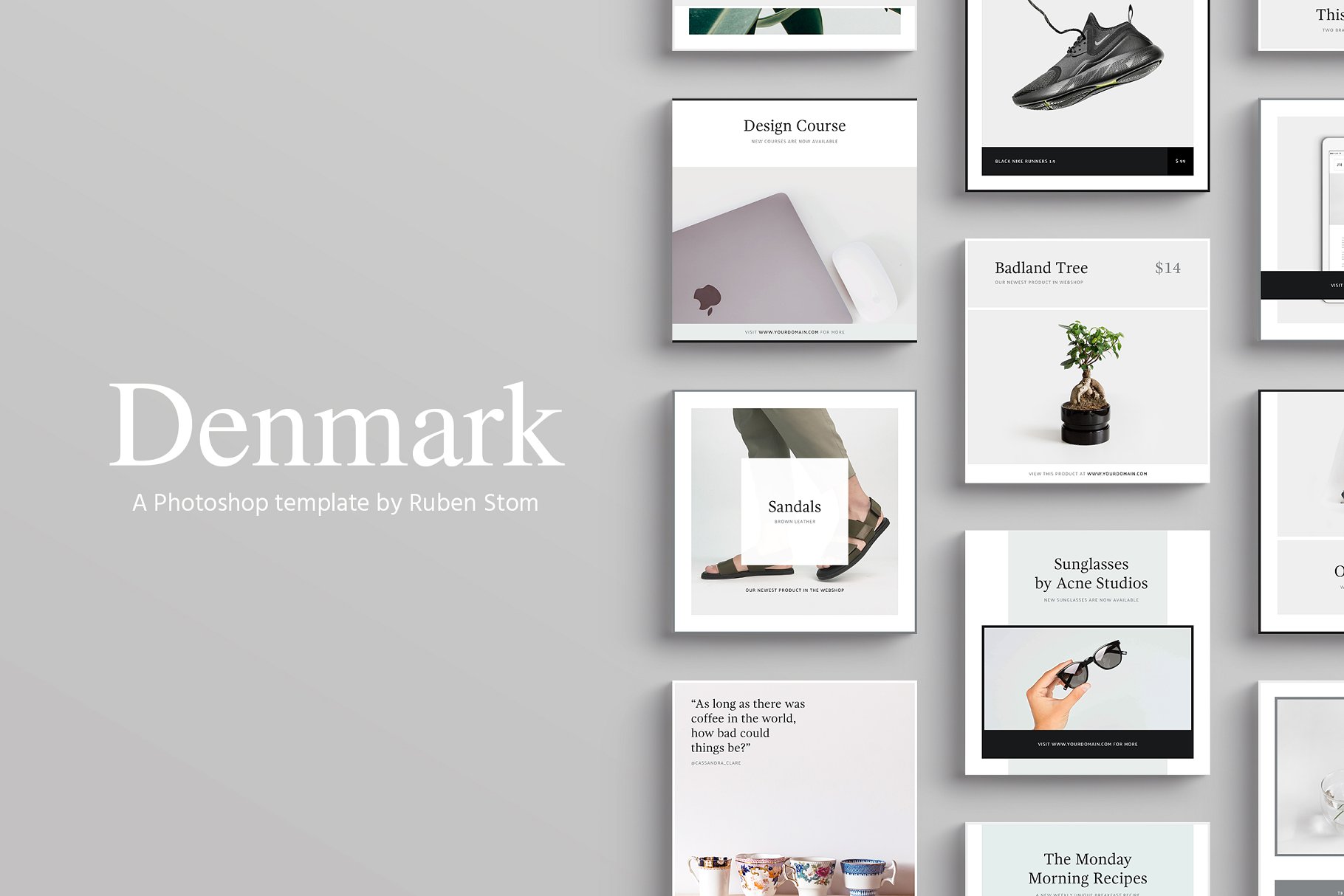 时尚电商社交媒体贴图模板16图库精选 Denmark Social Media Templates插图