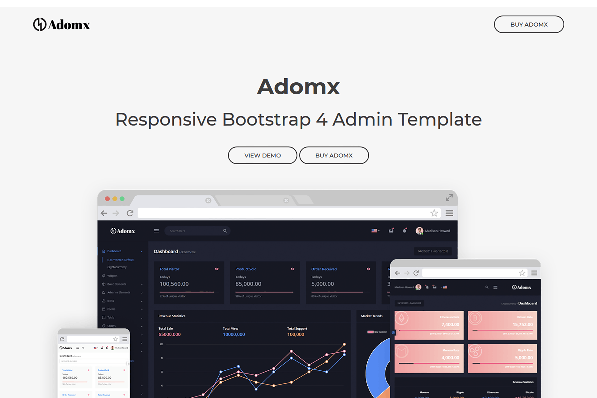 响应式Bootstrap 4网站管理后台模板素材库精选 Adomx – Responsive Bootstrap 4 Admin Template插图