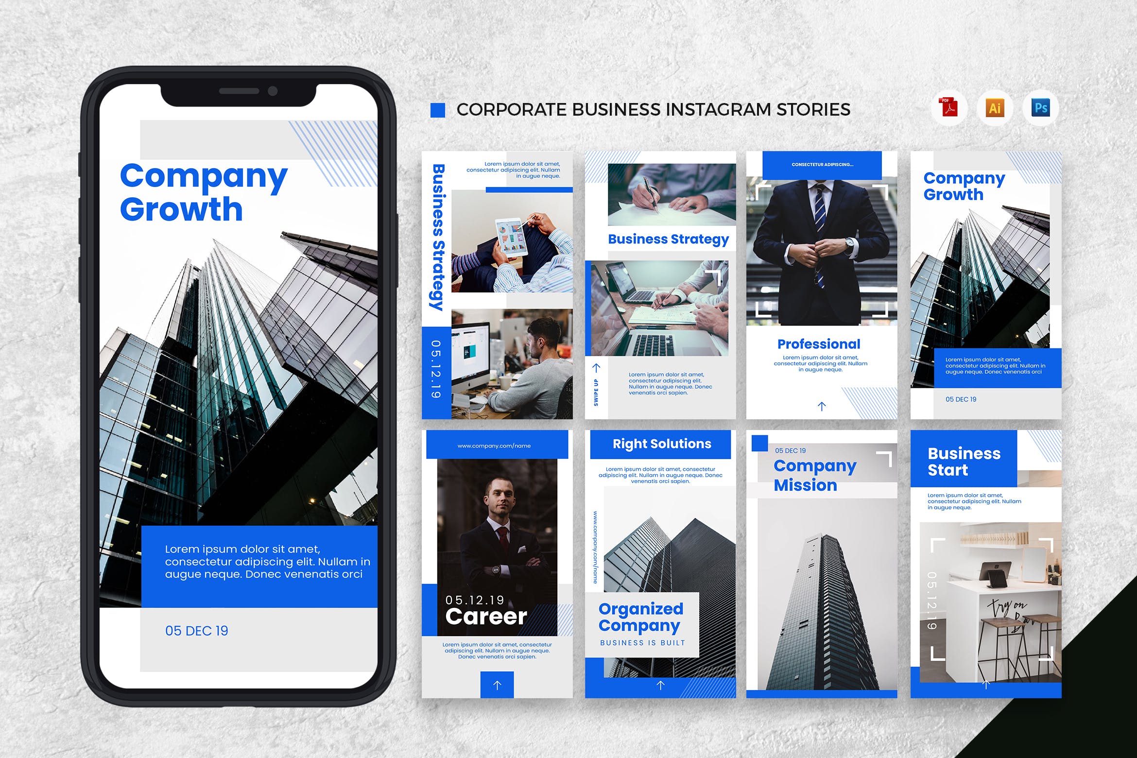 企业品牌Instagram社交宣传设计模板素材库精选[AI&PSD] Corporate Business Instagram Stories AI and PSD插图