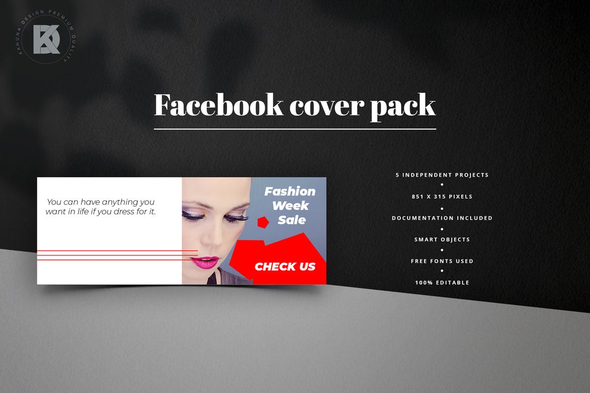时尚服饰品牌推广Facebook社交主页封面设计素材 Fashion Facebook Pack插图(1)