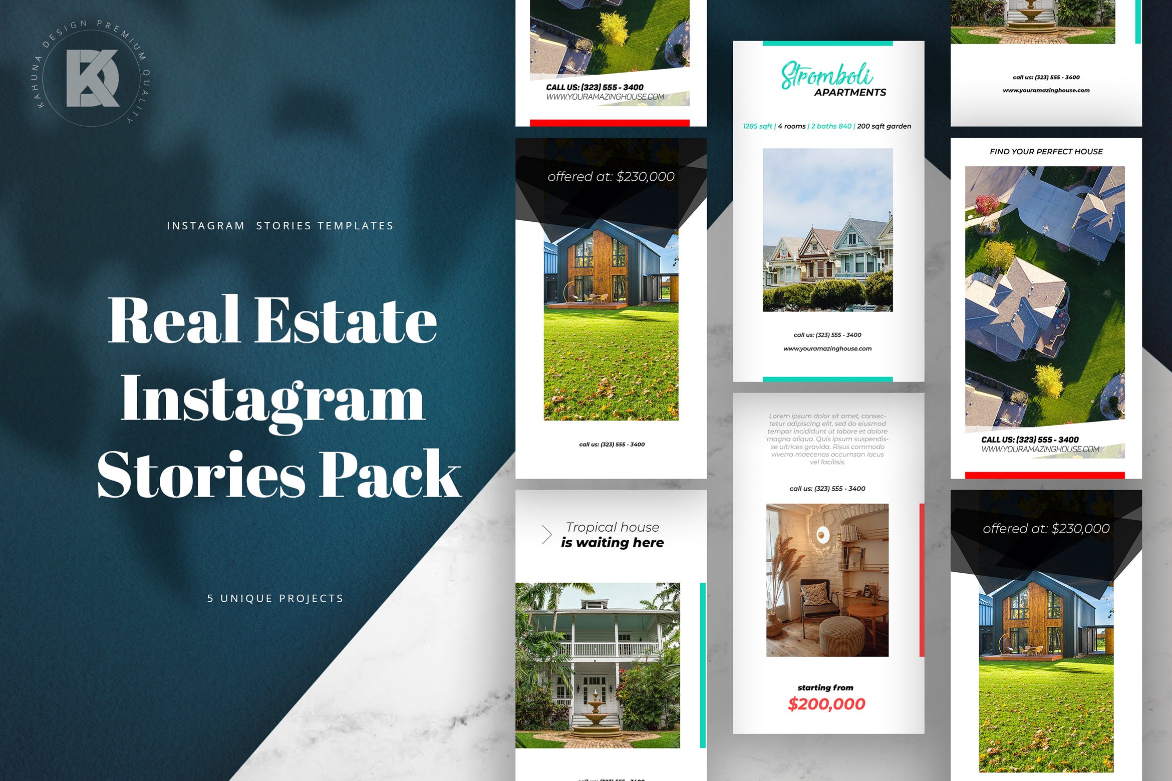 房地产品牌Instagram推广设计素材 Real Estate Instagram Stories Pack插图