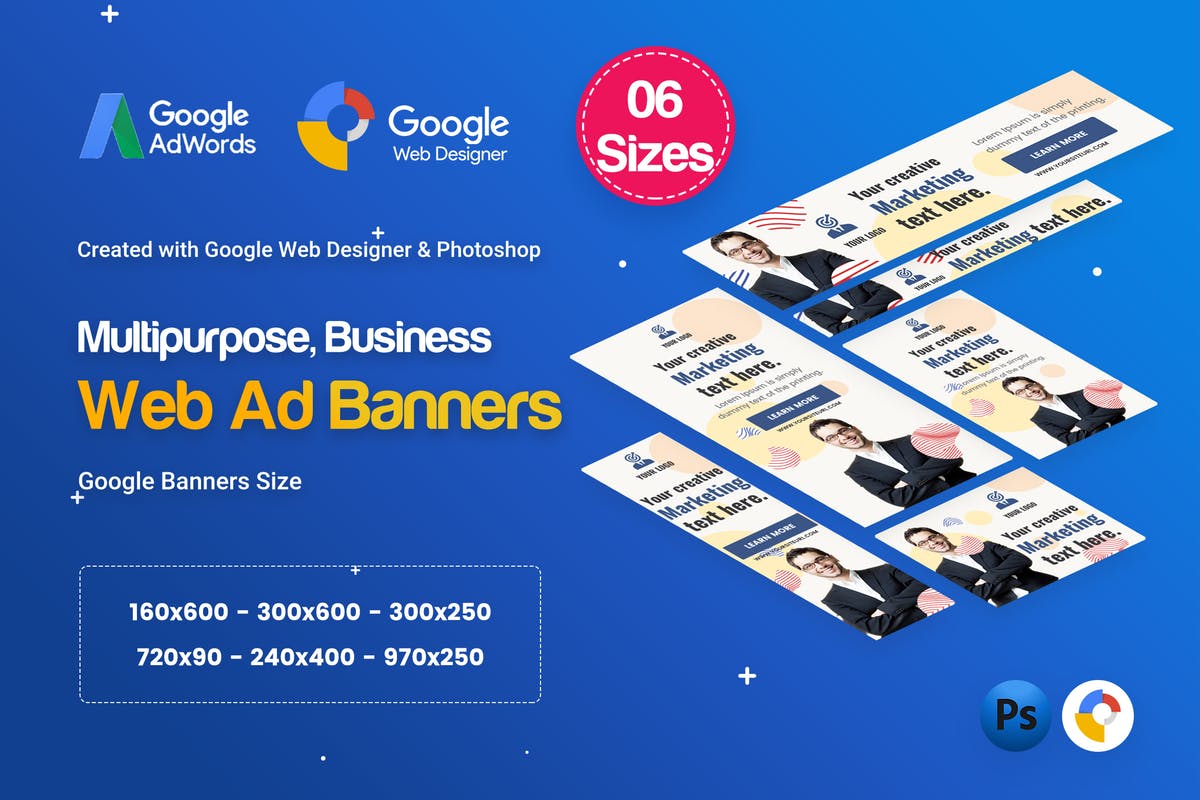 多用途企业营销谷歌广告Banner设计素材 Multi Purpose Banners HTML5 D32 – GWD & PSD插图