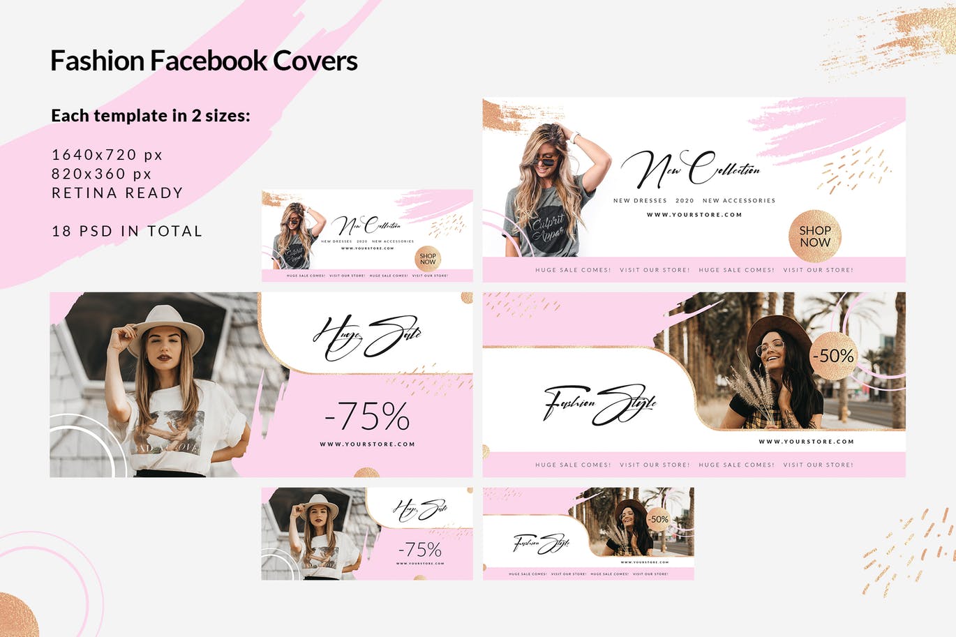 时尚品牌打折促销Facebook封面设计模板普贤居精选 Fashion Facebook Covers插图(2)