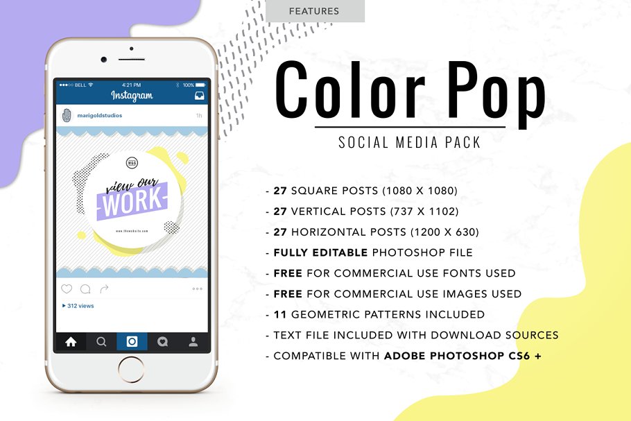 色彩缤纷风格社交媒体贴图素材包 COLOR POP | Social Media Pack插图(1)