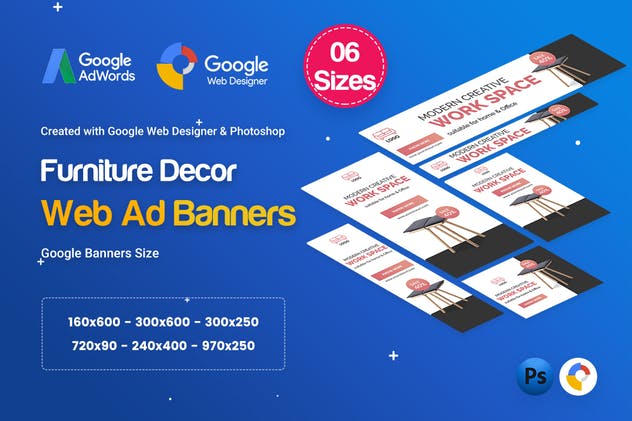 家具装饰HTML5横幅广告图片设计模板素材 Furniture Decor Banners HTML5 D44 Ad – GWD & PSD插图(1)