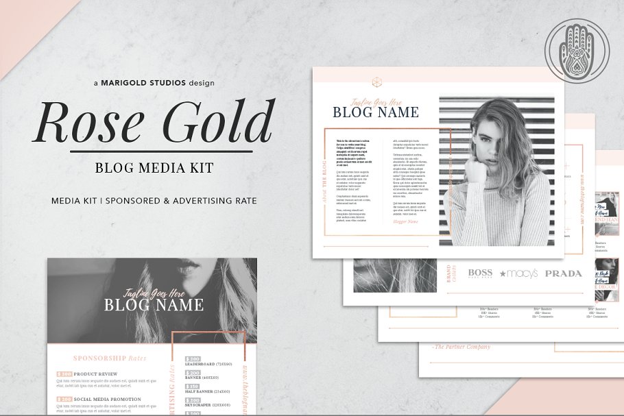 玫瑰金主题的博客媒体工具包 ROSE GOLD | Blog Media Kit插图