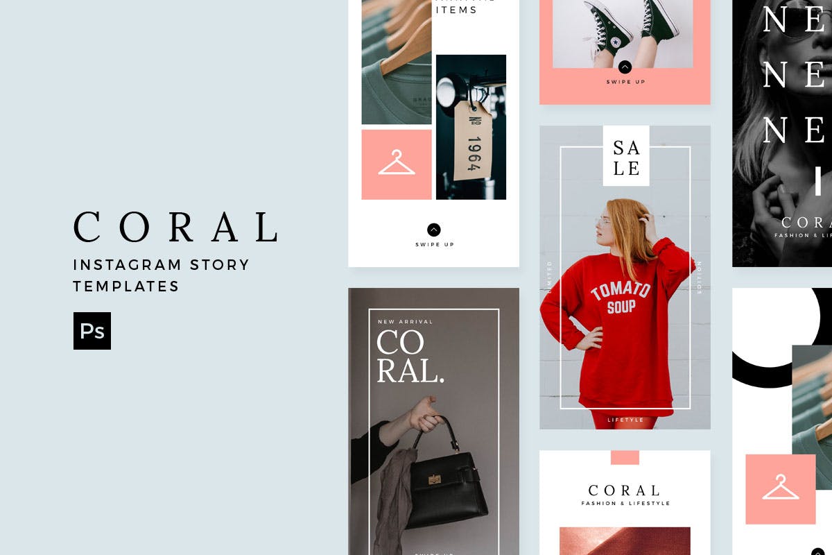 Instagram社交平台服饰品牌促销推广素材 Coral – Instagram Story Template插图