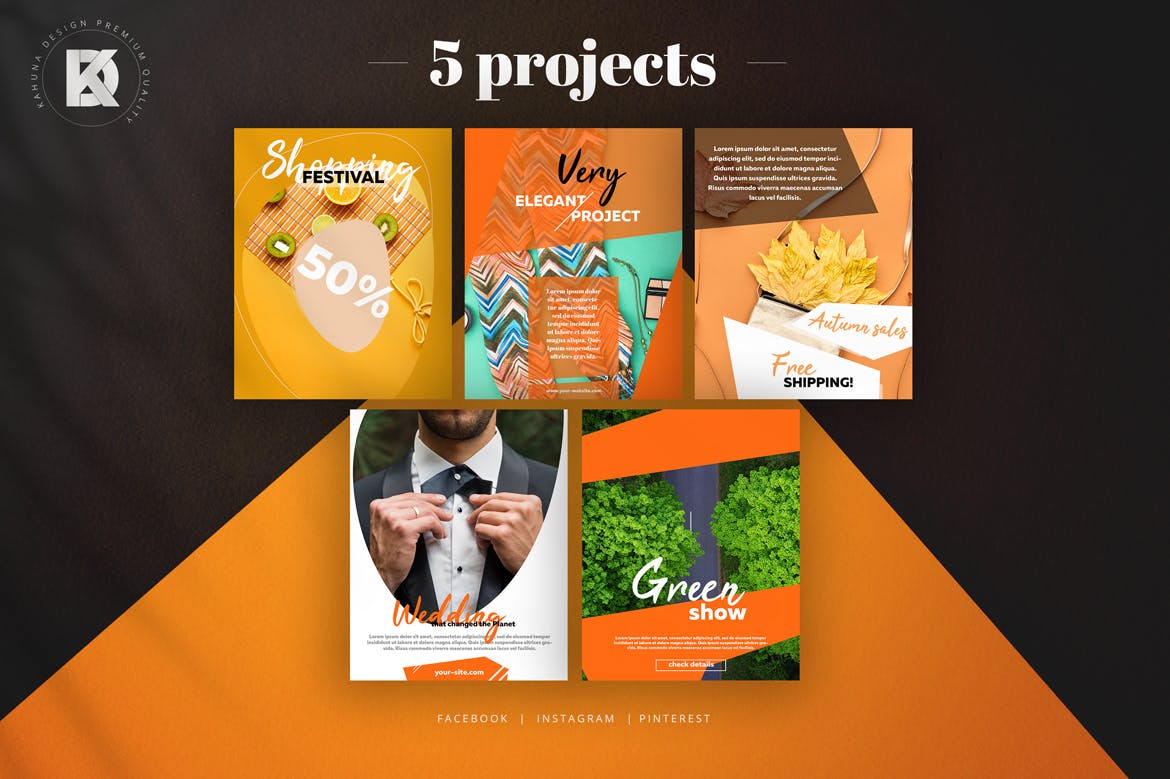 橙色社交媒体新媒体营销推广设计素材 Orange Social Media Banners Pack插图(5)
