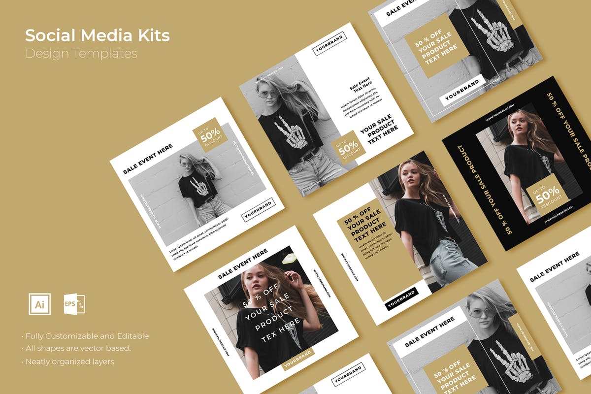 新媒体社交媒体品牌促销广告图设计模板 SRTP – Social Media Kit.36插图