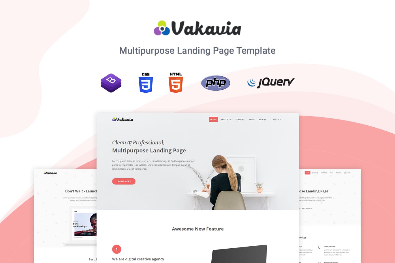 应用程序开发/代理/业务拓展多用途HTML网站模板16设计网精选 Vakavia – Multipurpose Landing Page Template插图