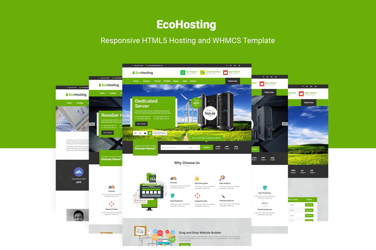 响应式云服务器供应商WHMCS模板素材库精选 EcoHosting | Responsive Hosting & WHMCS Template插图