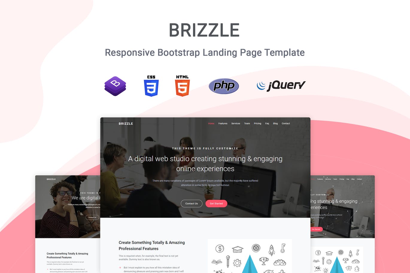 多用途企业官网着陆页HTML模板16设计网精选 Brizzle – Landing Page Template插图