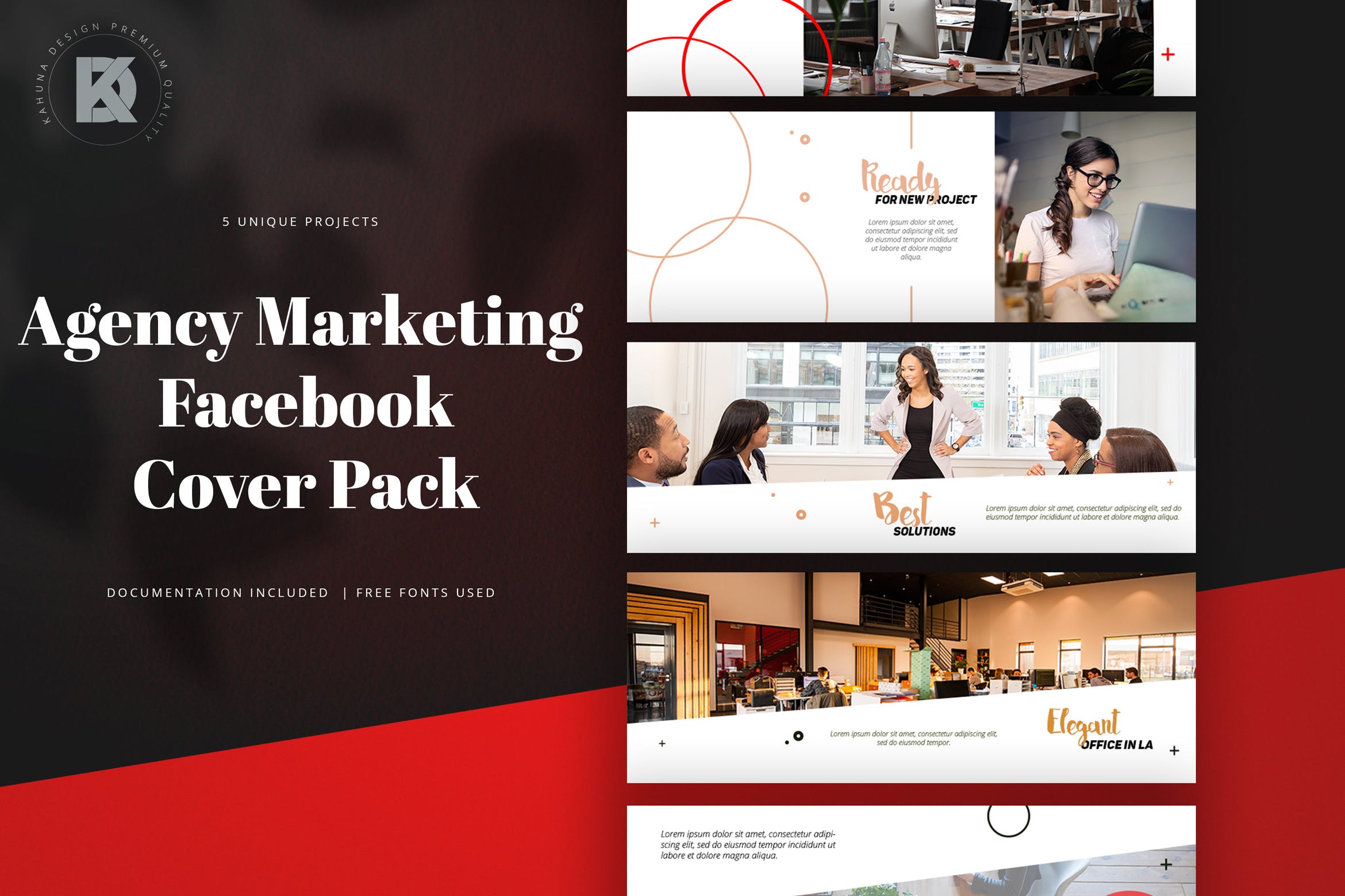 代理行销Facebook封面设计模板素材库精选 Agency Marketing Facebook Cover Pack插图