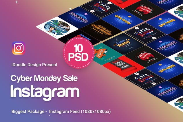 网络星期一购物促销社交网络Banner广告模板 Cyber Monday Instagram Banners Ad – 10 PSD插图(1)