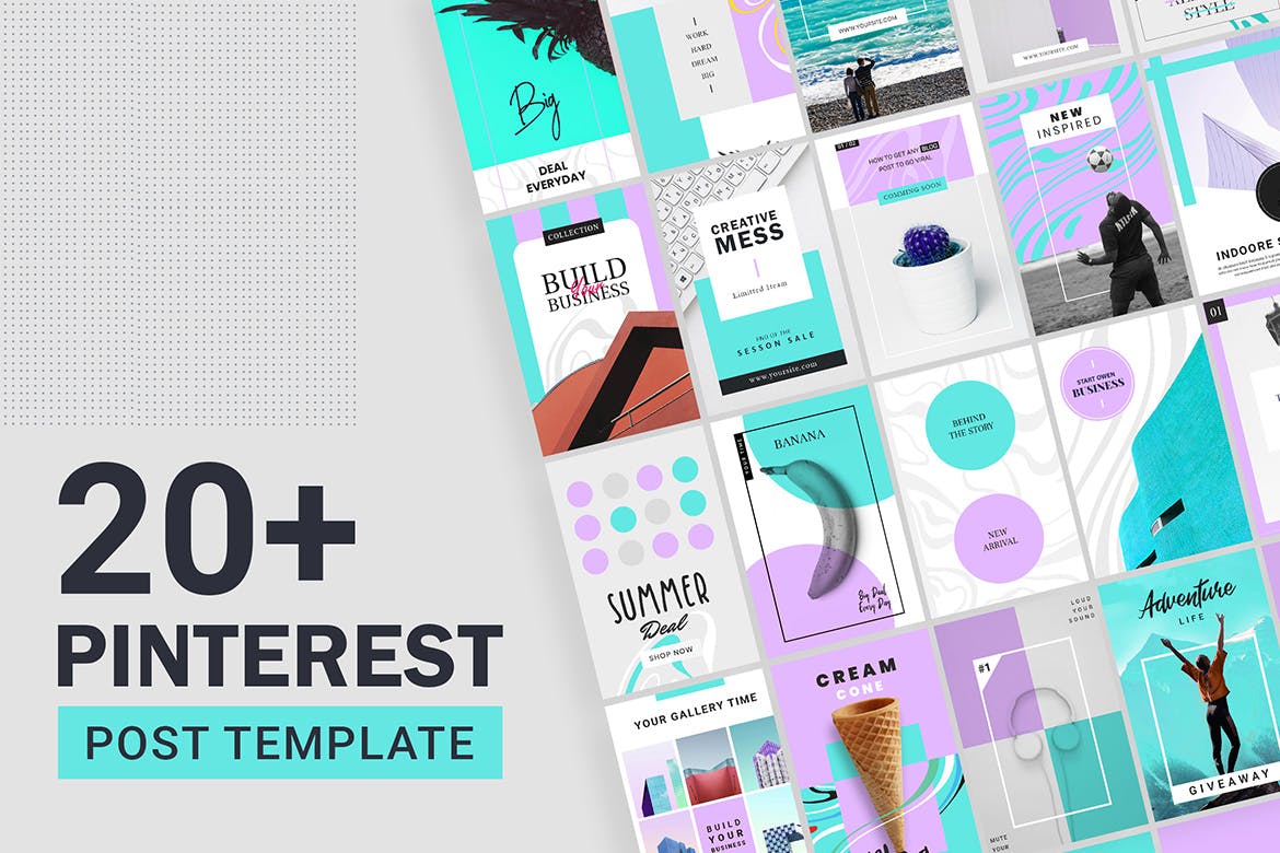 20+Pinterest社交促销广告设计模板素材库精选素材包 Pinterest Post Templates插图(1)