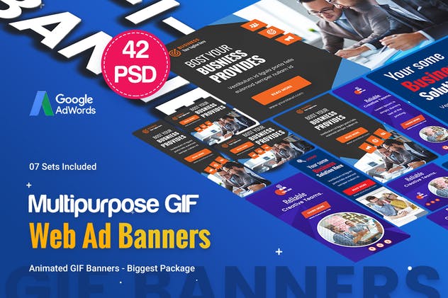 42个Gif动画多用途Banner素材库精选广告模板 Animated GIF Multipurpose Banner Ad – 42 PSD插图(1)