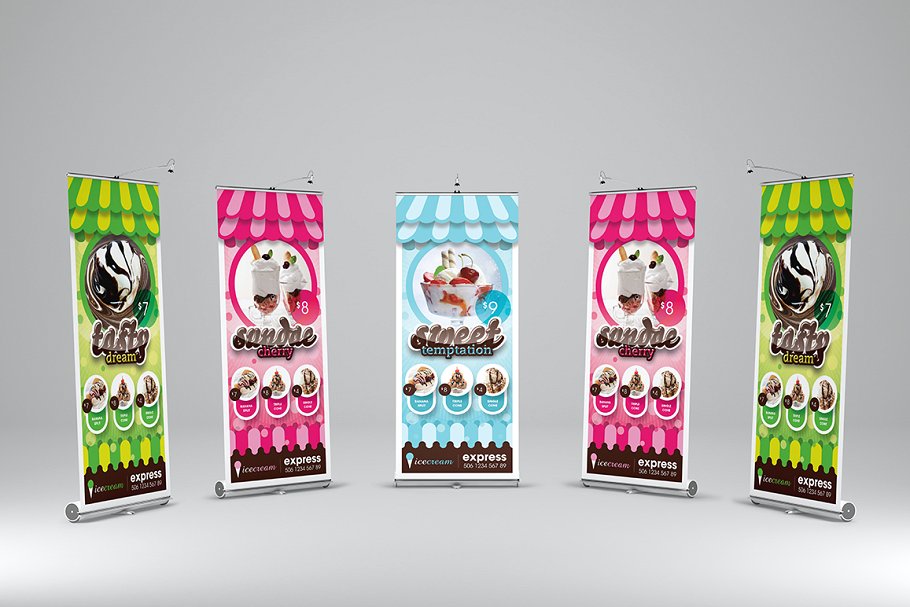 雪糕甜品品牌易拉宝X展架广告模板 My Ice Cream – Roll-Up Banner插图(2)