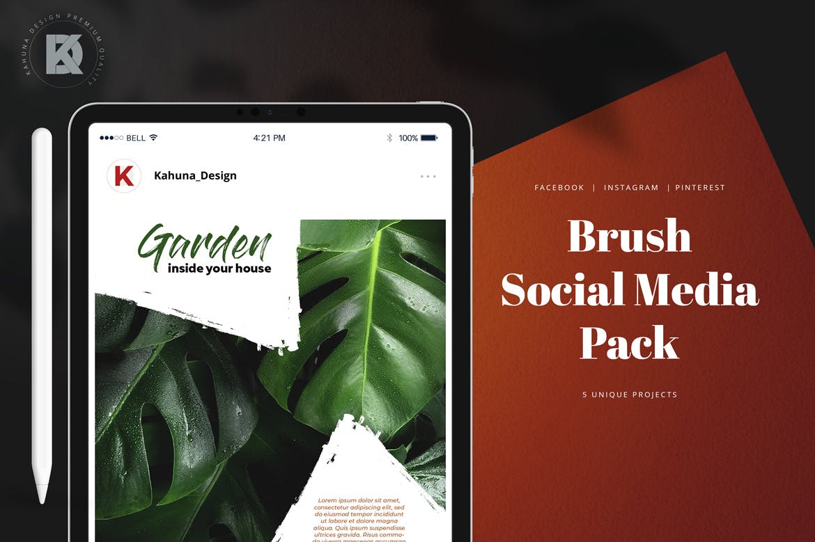 画笔笔刷设计风格社交新媒体设计素材包 Brush Social Media Pack插图(1)