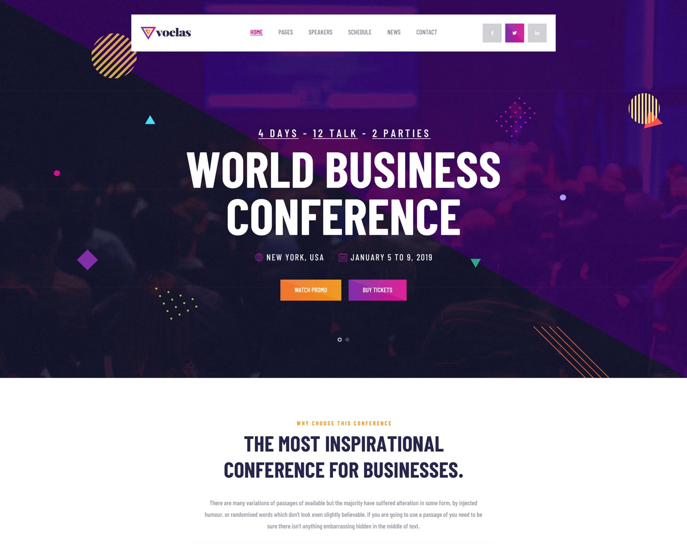 活动会议报名网站HTML模板素材库精选 Voelas – Event & Conference HTML Template插图(2)