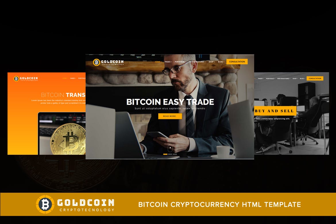 比特币加密货币主题网站HTML模板素材库精选 GoldCoin – Bitcoin Cryptocurrency HTML Template插图(1)