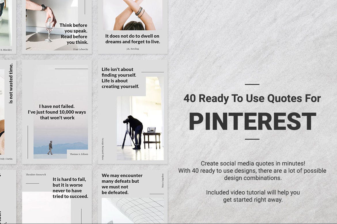 40款Pinterest社交媒体引语设计模板素材库精选 40 Pinterest Quotes插图(1)