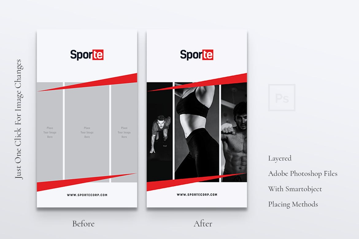 体育运动&健身主题Instagram品牌故事设计素材 SPORTE Sport Fitness & Gym Instagram Stories插图(4)