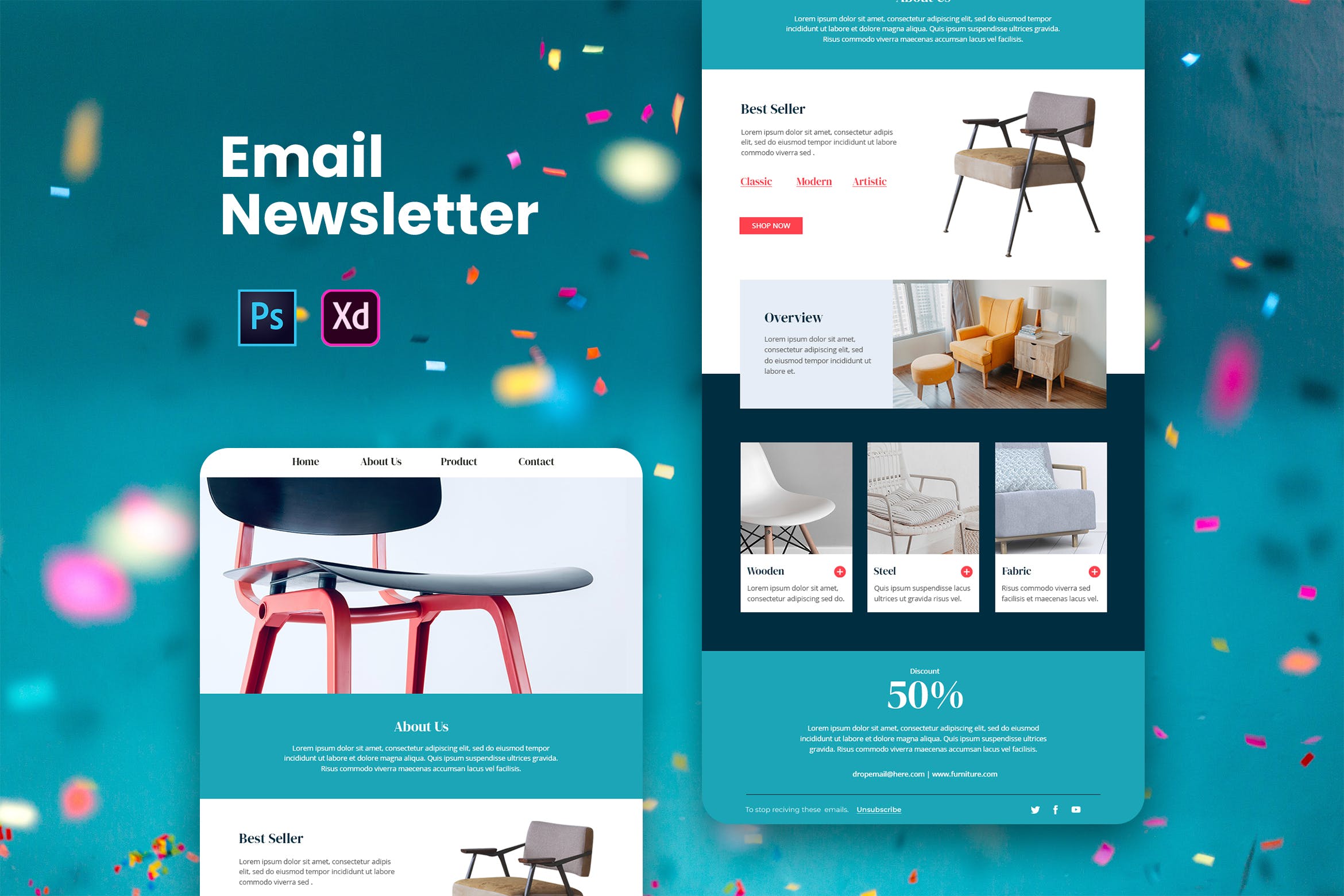 家具品牌推广EDM邮件模板16设计网精选 Furniture Email Newsletter插图