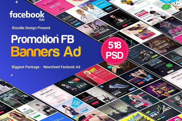 Facebook信息流推广广告Banner模板 Promotion Facebook NewFeed Banner Ads – 518 PSD插图(1)