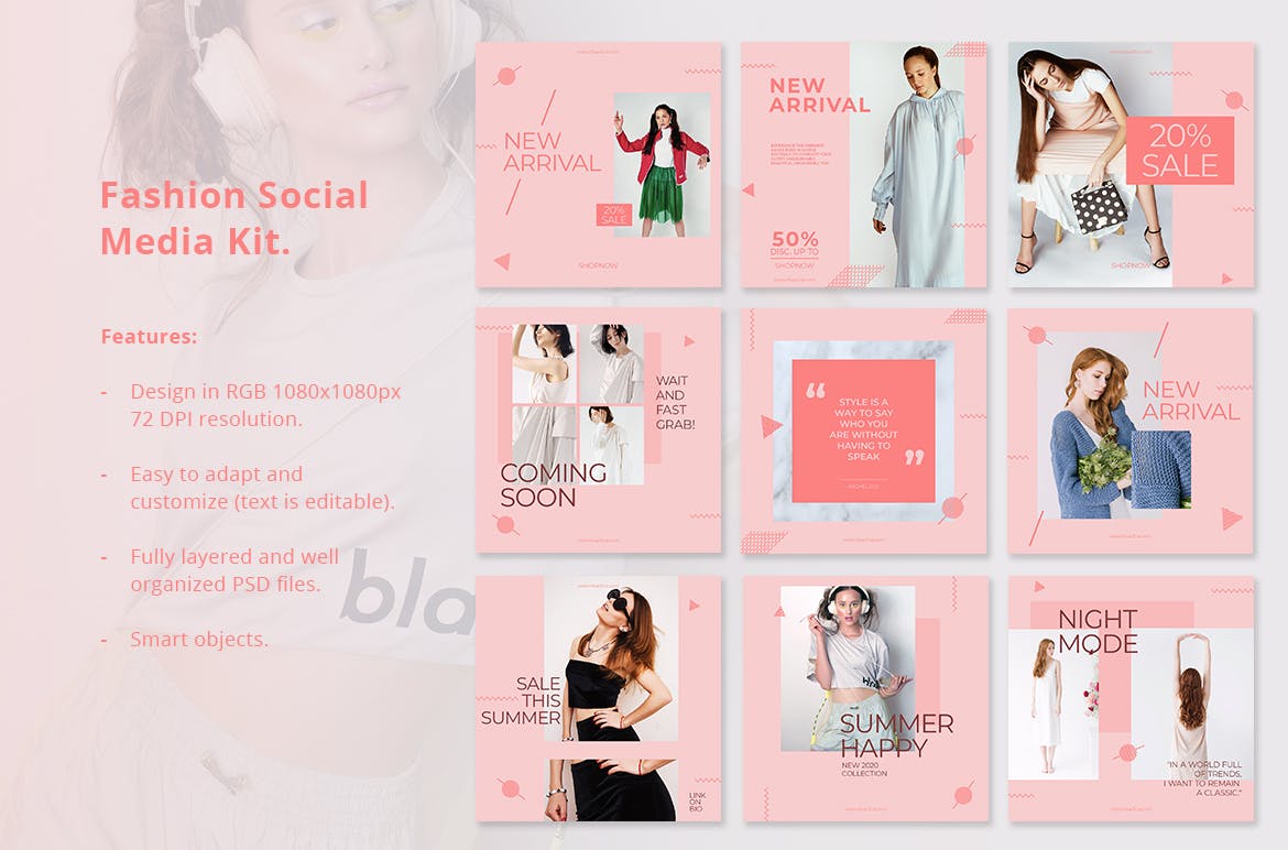 极简主义设计风格时尚主题社交媒体推广素材包 Social Media Kit Fashion Minimalis插图(2)