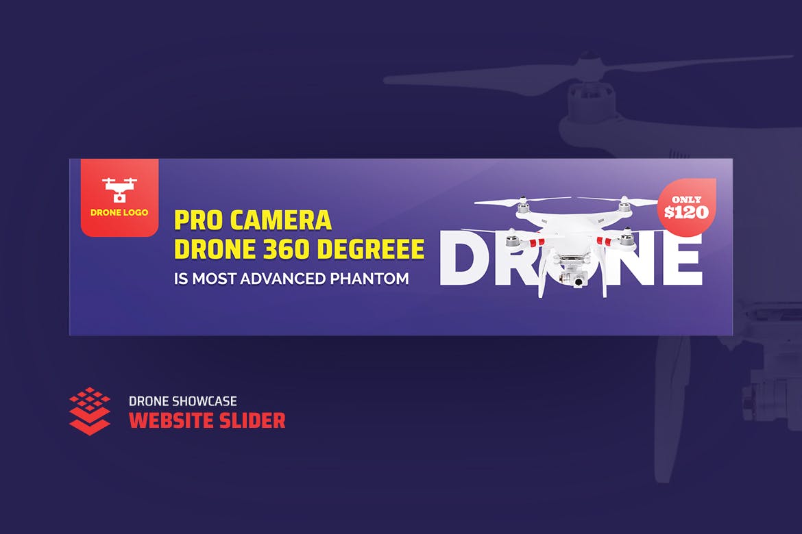 无人机产品网站焦点图/广告图设计模板 Drone Product Showcase Website Slider插图(1)