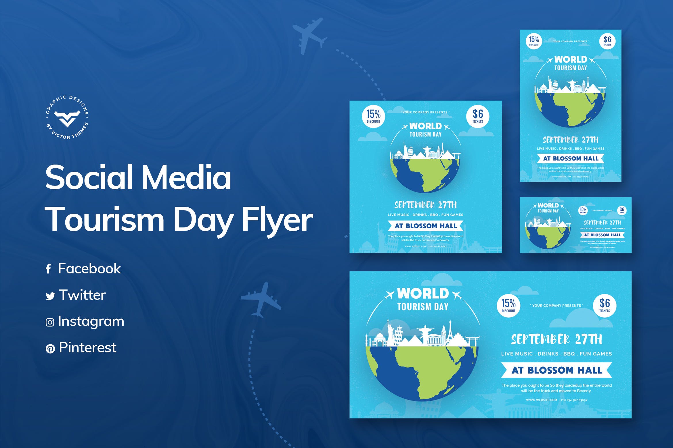 世界旅游日主题推广社交媒体设计模板非凡图库精选 World Tourism Day Social Media Template插图