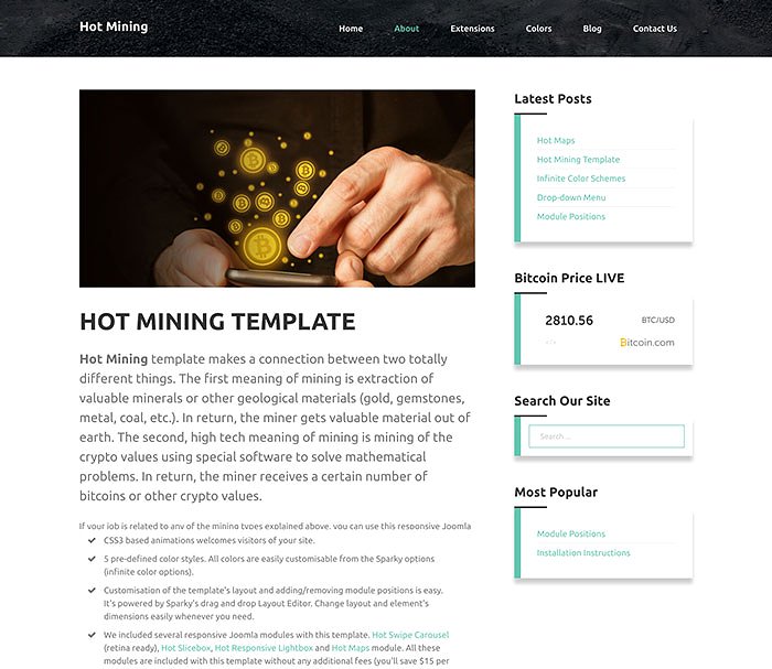 挖矿主题网站Joomla模板16图库精选 Hot Mining插图(8)