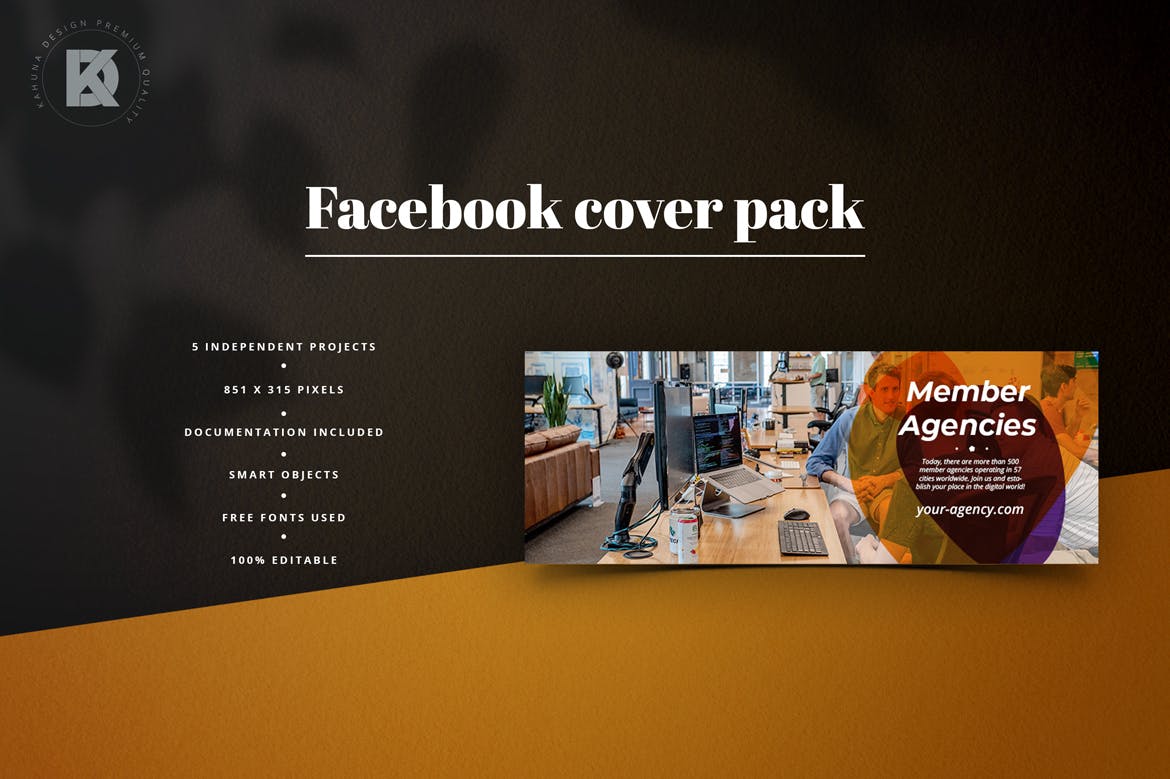 Facebook主页业务推广封面设计模板素材库精选素材 Business Facebook Cover Pack插图(4)