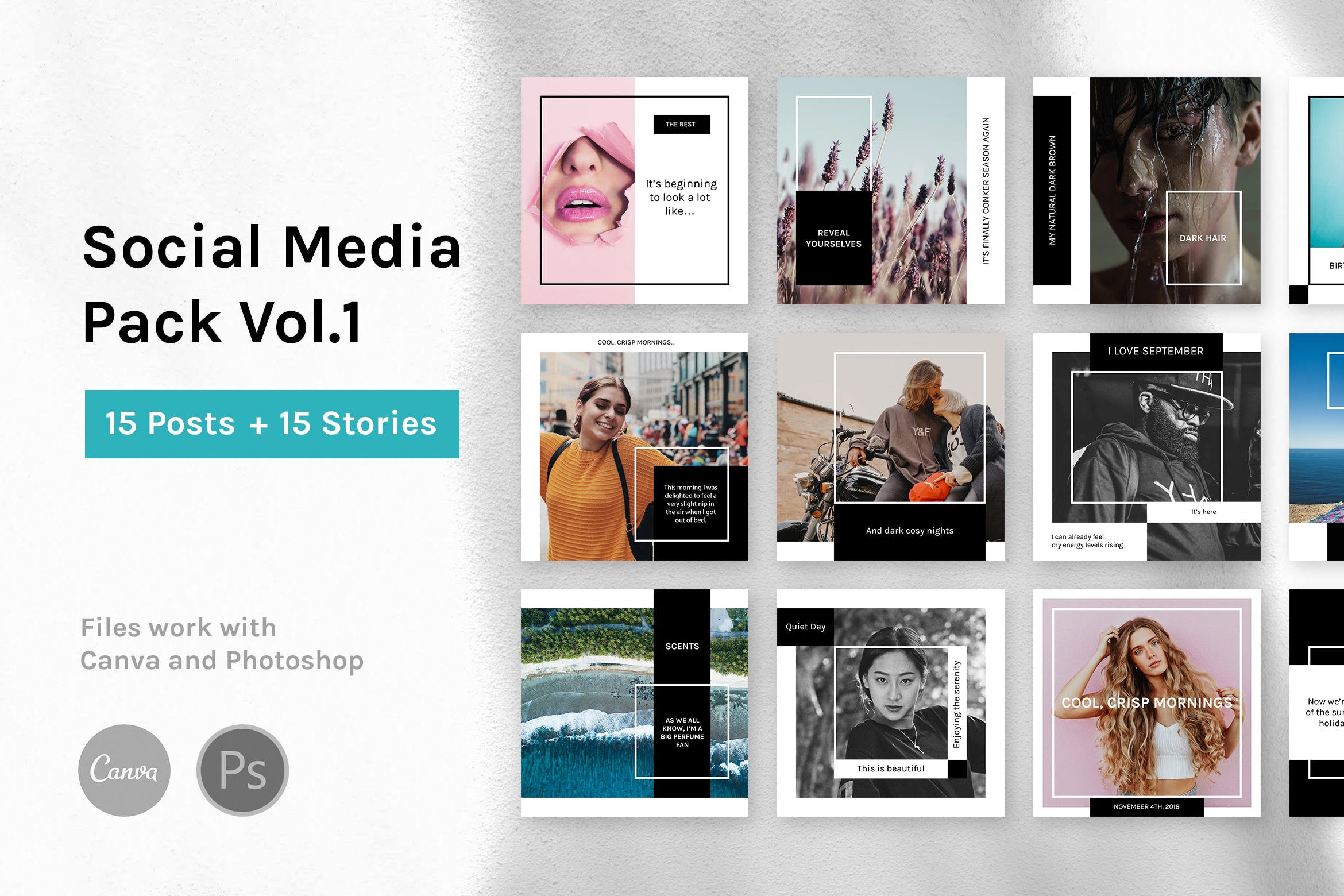 社交媒体自媒体品牌故事&贴图设计模板素材库精选v1 Social Media Pack Vol.1插图
