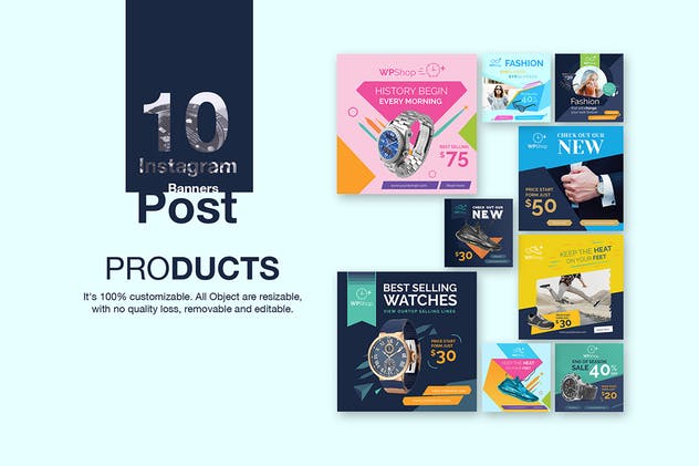 10款Instagram文章电商产品Banner广告模板 10 Instagram Post Banner-Products插图(1)