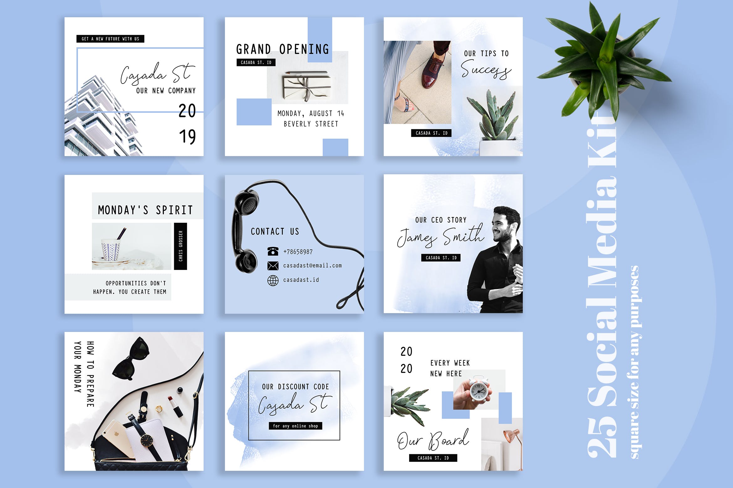 企业品牌营销社交媒体广告设计模板素材库精选 Casada Social Media Kit插图