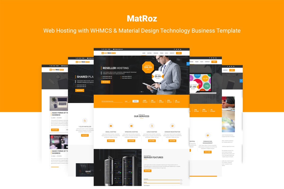 服务器托管商云服务器供应商网站HTML模板16图库精选 MatRoz | Hosting & Technology Business Template插图