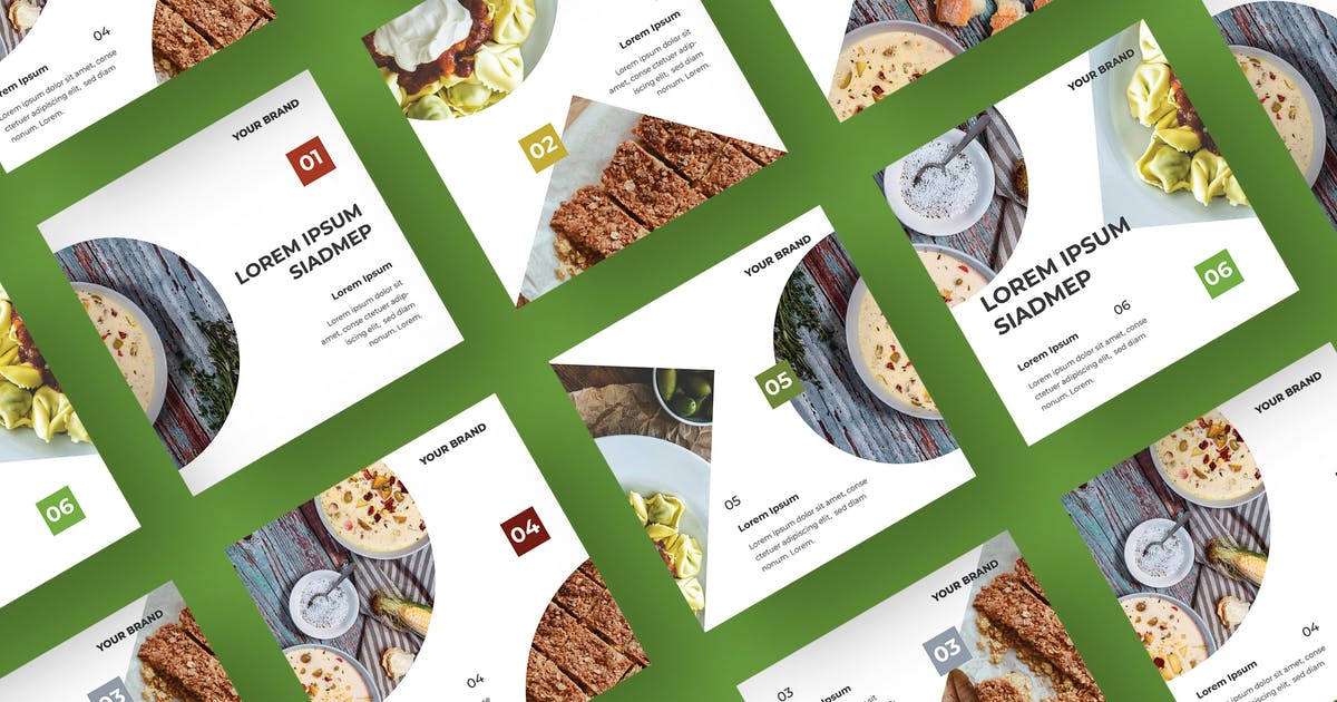 自媒体社交媒体美食品牌广告设计模板普贤居精选AI&EPS SRTP – Social Media Kit.104插图