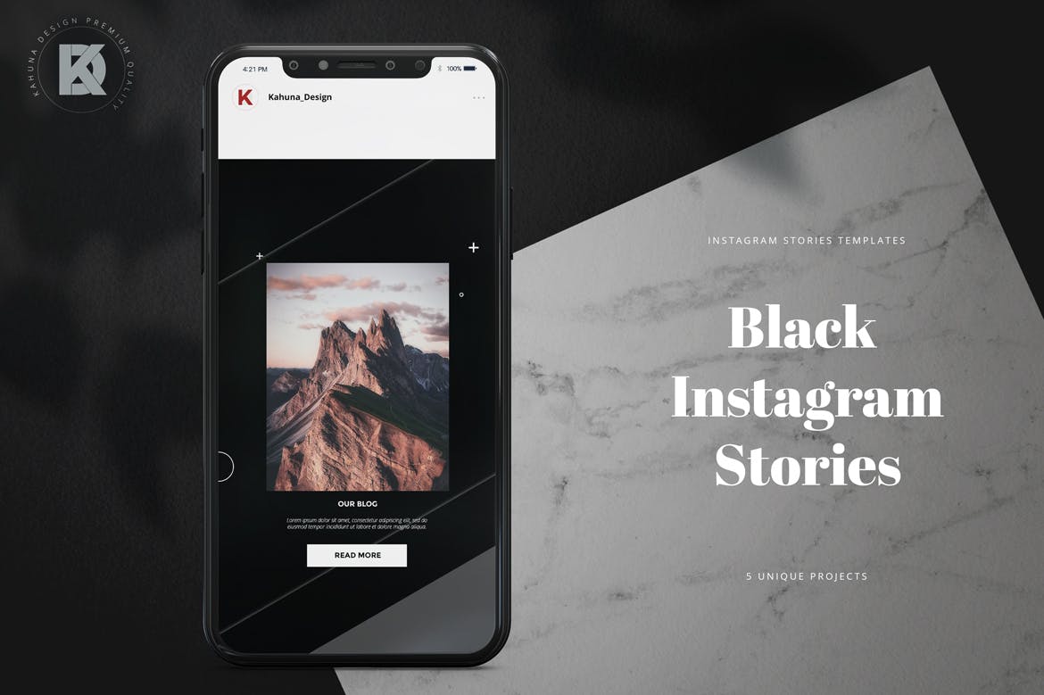 酷黑设计风格Instagram社交品牌故事设计素材 Black Instagram Stories插图(1)