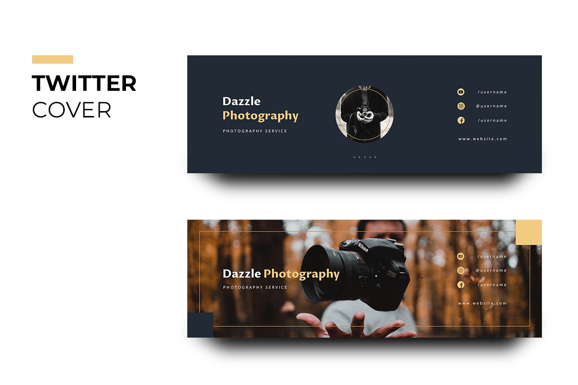 摄影工作室Twitter主页封面设计模板16设计网精选 Dazzle Photography Twitter Cover插图(2)