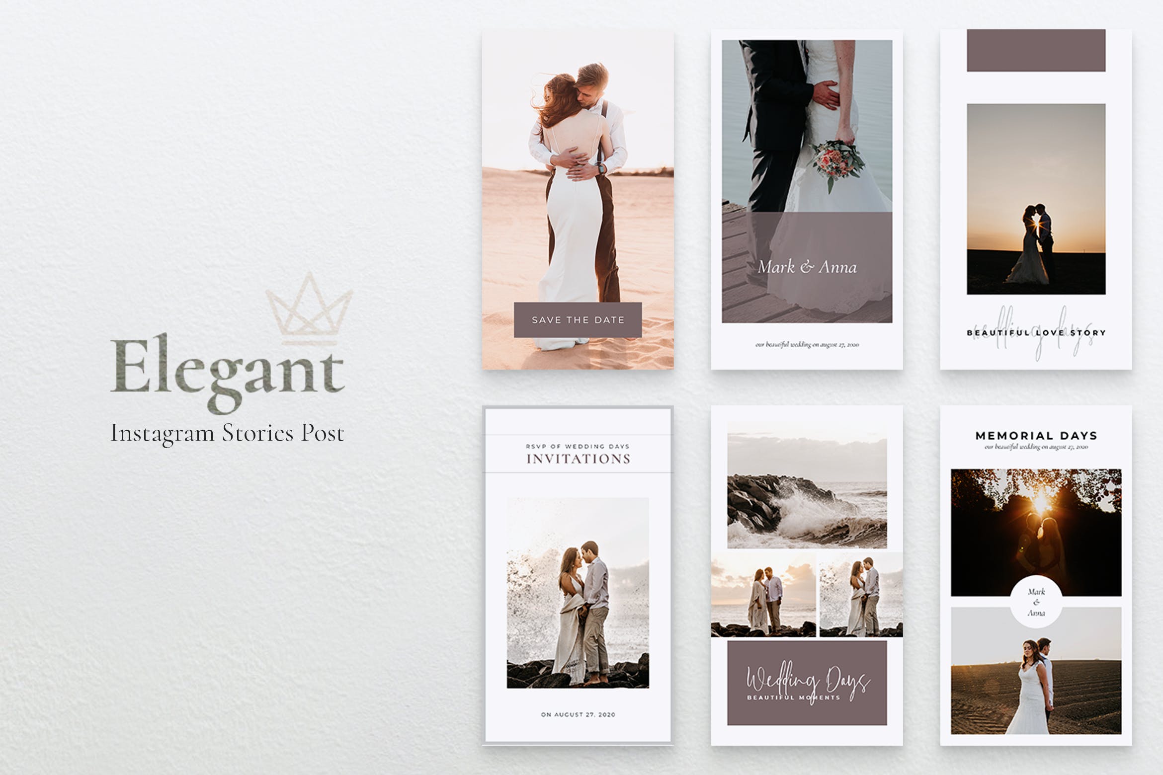 优雅风格婚礼主题Instagram社交素材 ELEGANT Wedding Instagram Stories插图