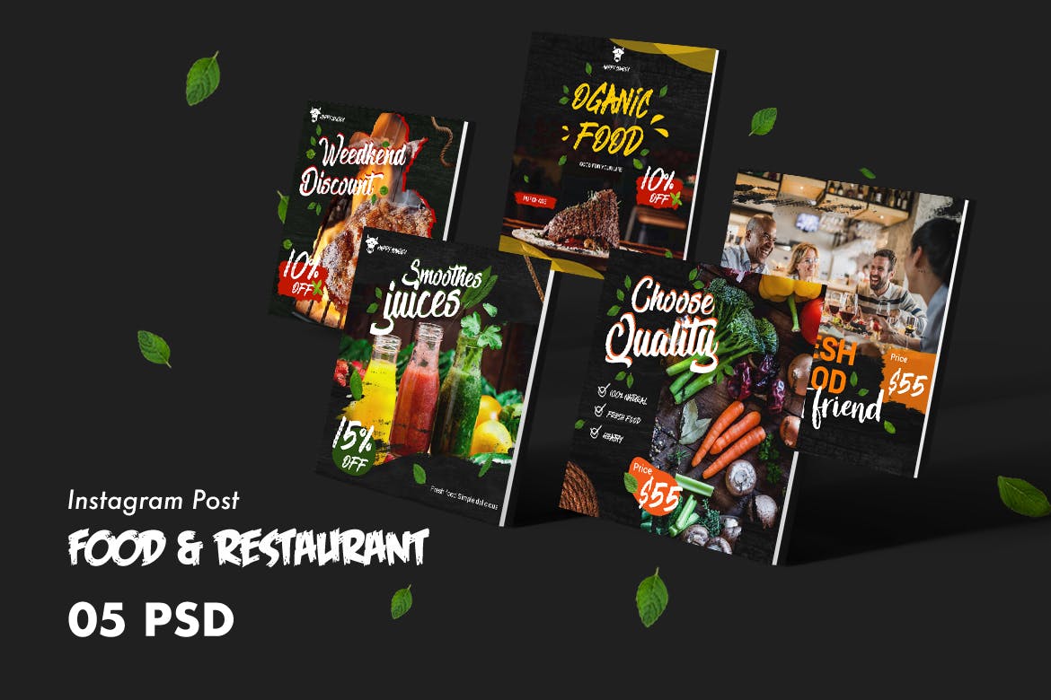 西式美食&餐厅Instagram社交信息流贴图设计PSD模板16设计网精选 Food & Restaurants Instagram Post PSD Template插图(1)