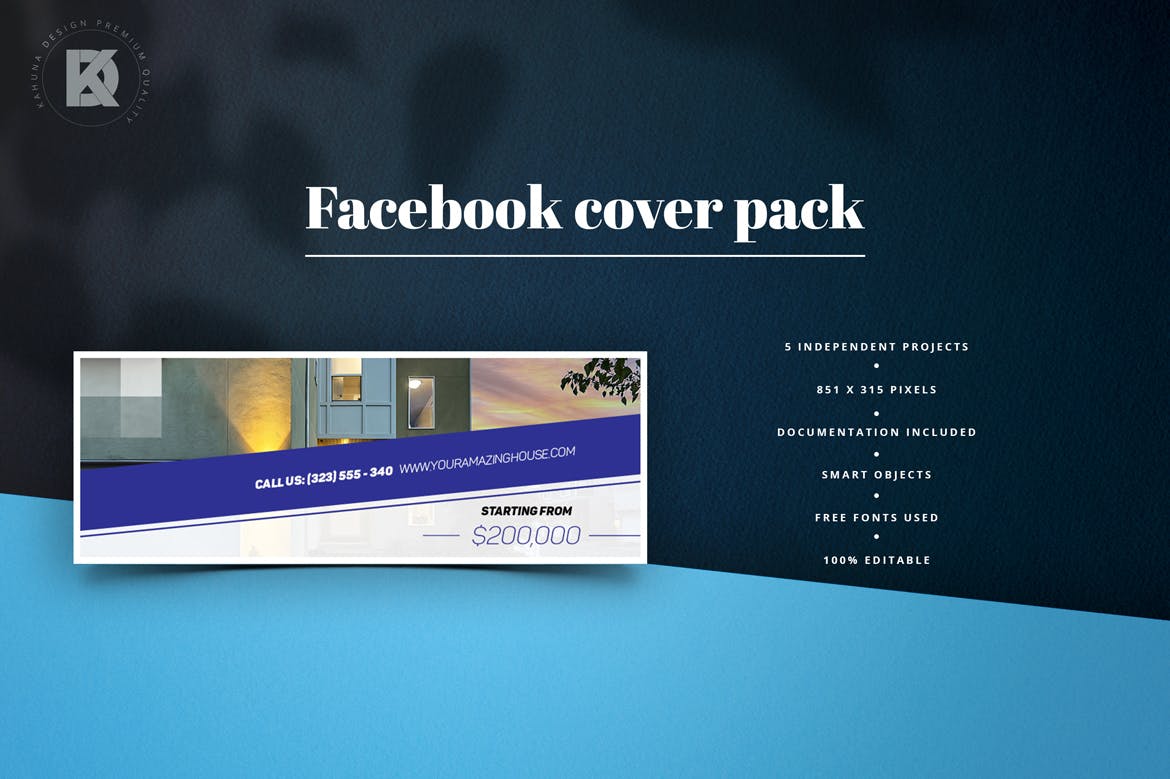 房地产商社交推广Facebook主页封面设计模板非凡图库精选 Real Estate Facebook Cover插图(1)