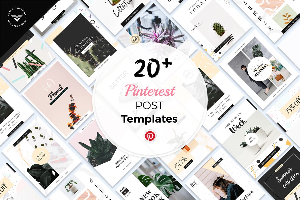 20+小资情调Pinterest社交网站文章配图模板16图库精选 Pinterest Social Media Templates插图(1)