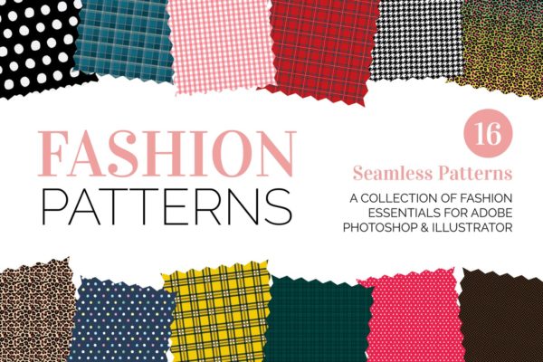 时尚元素和面料无缝图案纹样素材 Seamless Fashion and Fabric Patterns