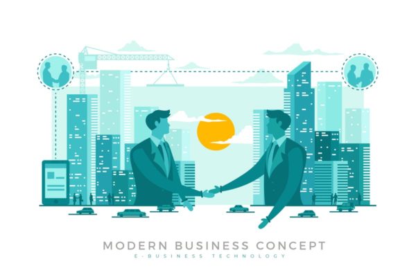 电子商务公司概念插画 E-Business Modern Business Concept Illustration