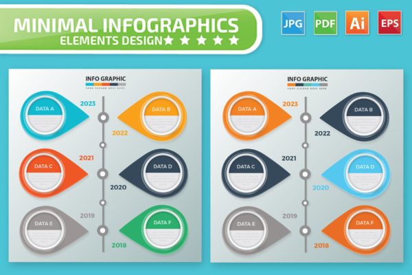 时间轴大事记信息图表制作设计素材 Timeline Infographic Elements Design